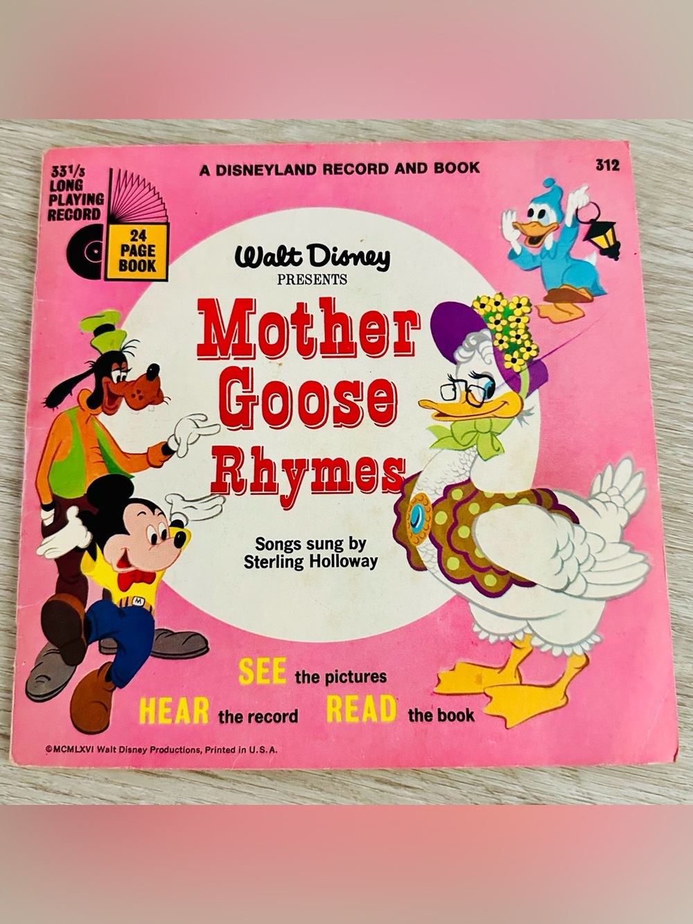 VINTAGE Walt Disney’s Mother Goose Rhymes Read Along Book/Record, 1966, 33 RPM